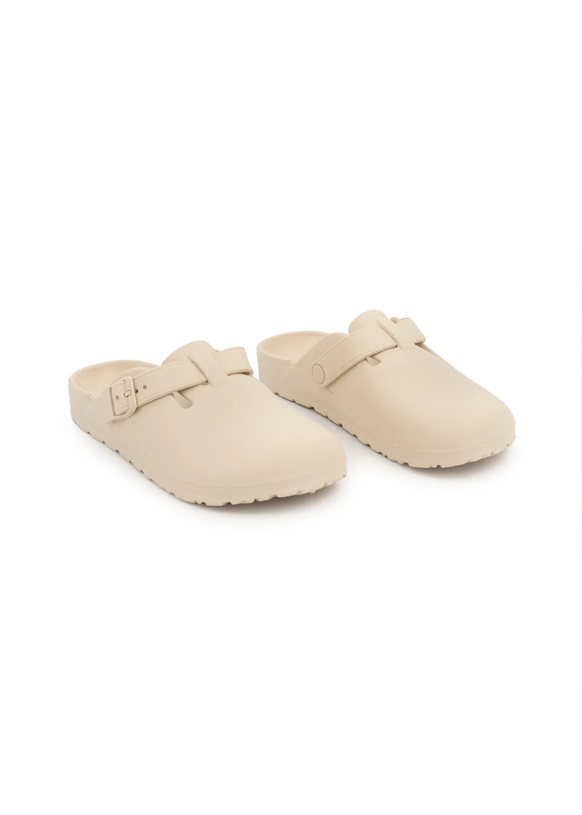 Plain Buckle Mules (Size 12-6) Older Girl - NATURAL
