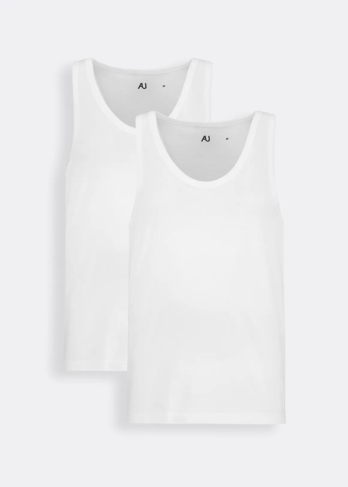 Plain Cellular Cotton Vests 2 Pack - WHITE