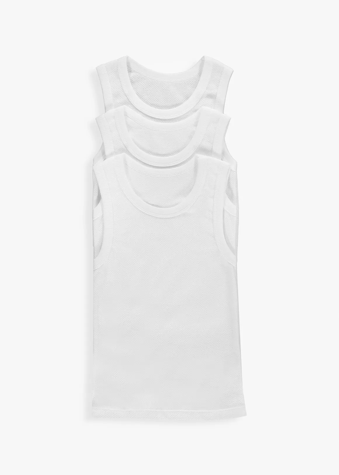 Plain Cellular Vests 3 Pack - WHITE