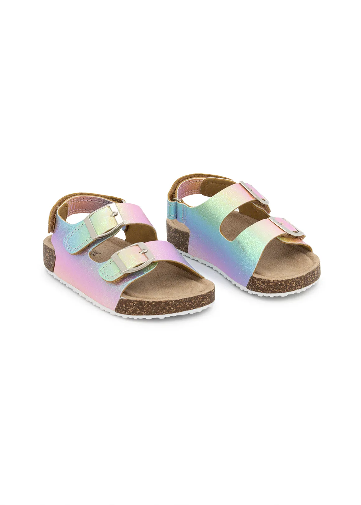 Plain Cork Sandals (Size 5-13) Younger Girl - SILVER