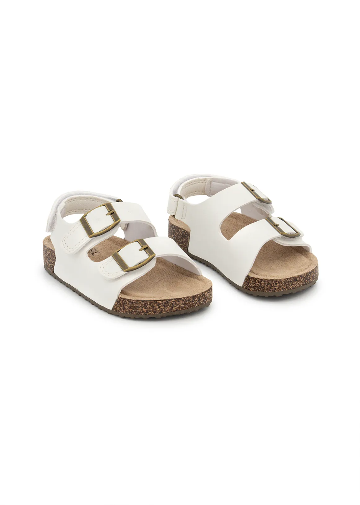 Plain Cork Sandals (Size 5-13) Younger Girl - WHITE