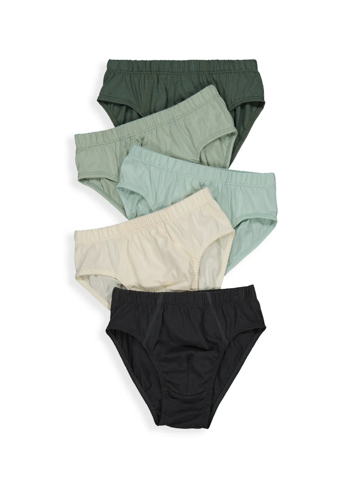 Plain Cotton Briefs 5 Pack - GREEN MELANGE