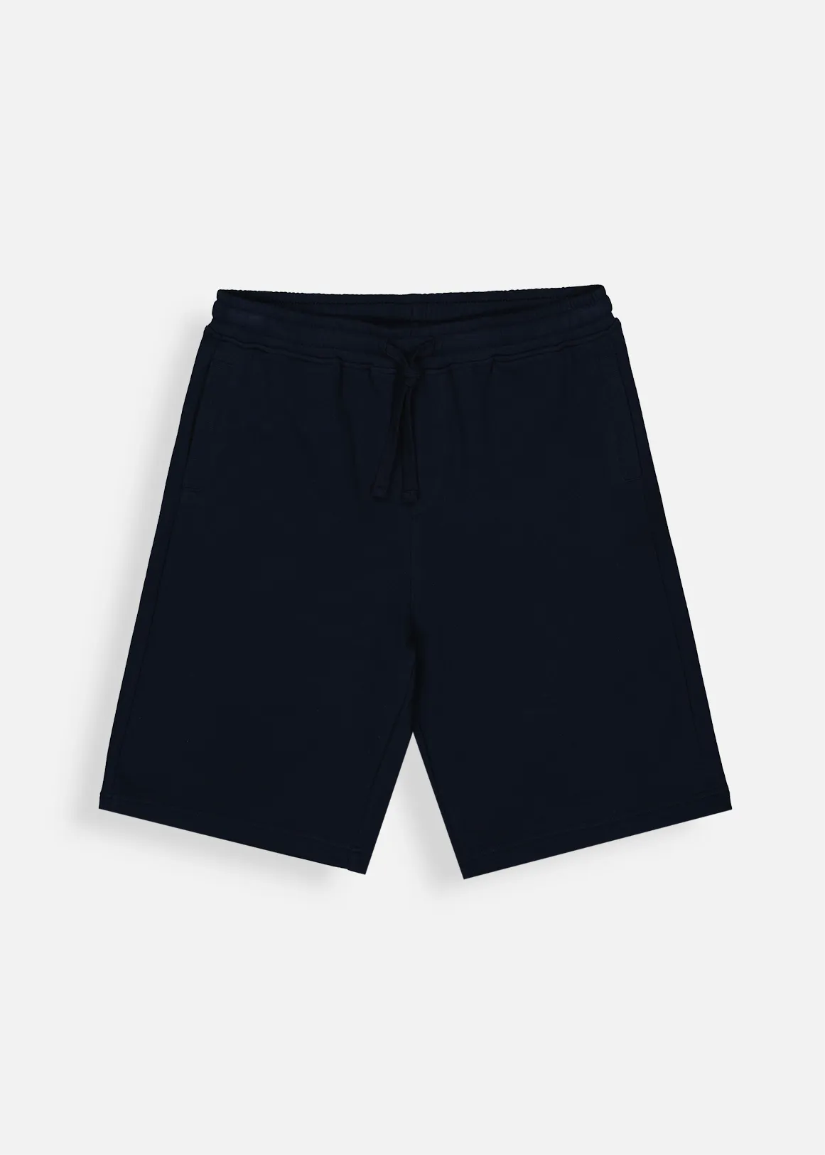 Plain Cotton Fleece Shorts - NAVY
