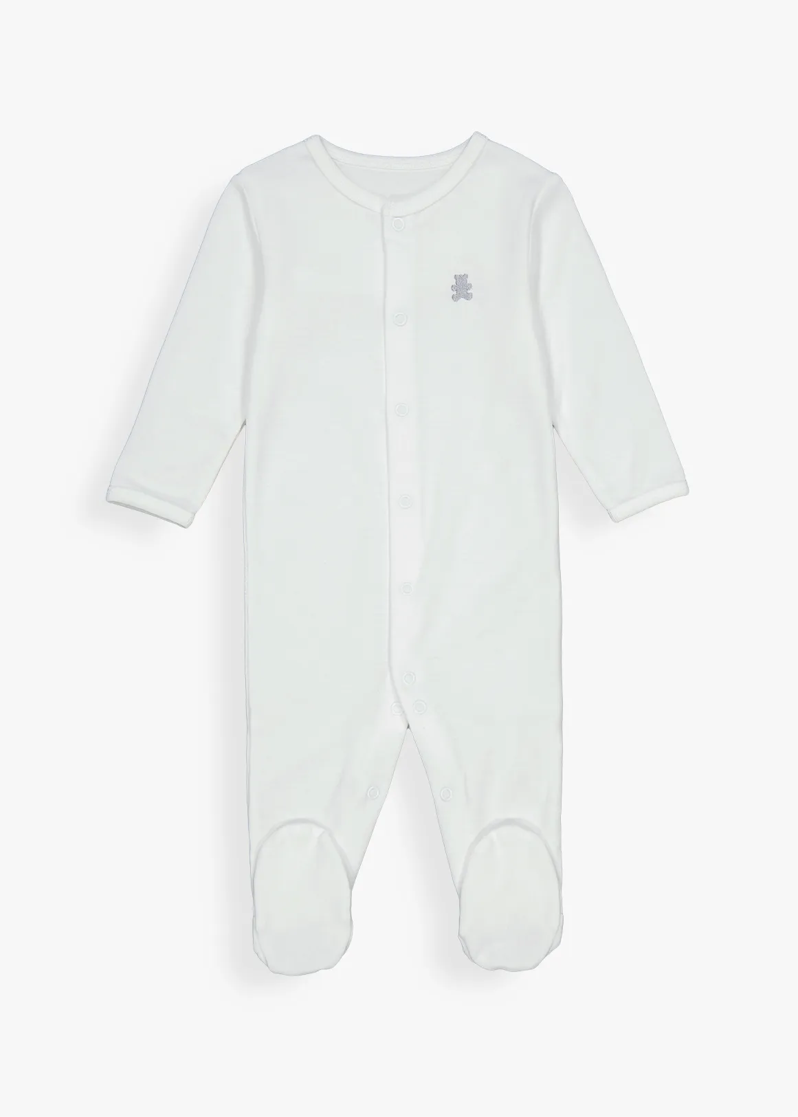 Plain Cotton Sleepsuit - WHITE