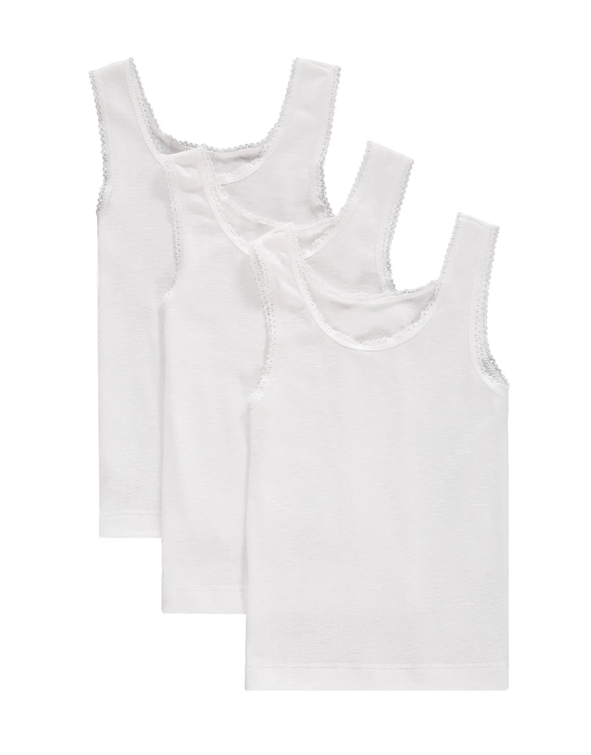 Plain Cotton Vests 3 Pack - WHITE