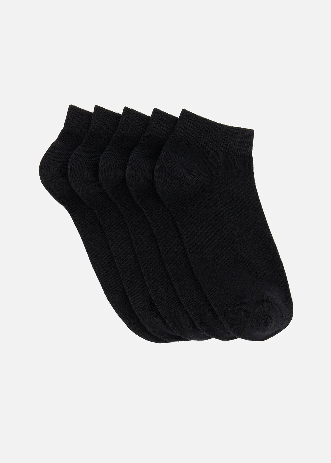 Plain Cropped Cotton Rich Socks  5 Pack - BLACK