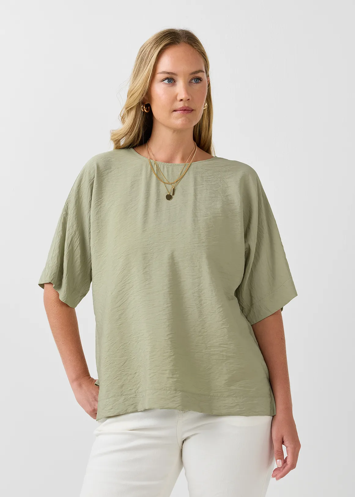 Plain Dolman Sleeve Top - SAGE