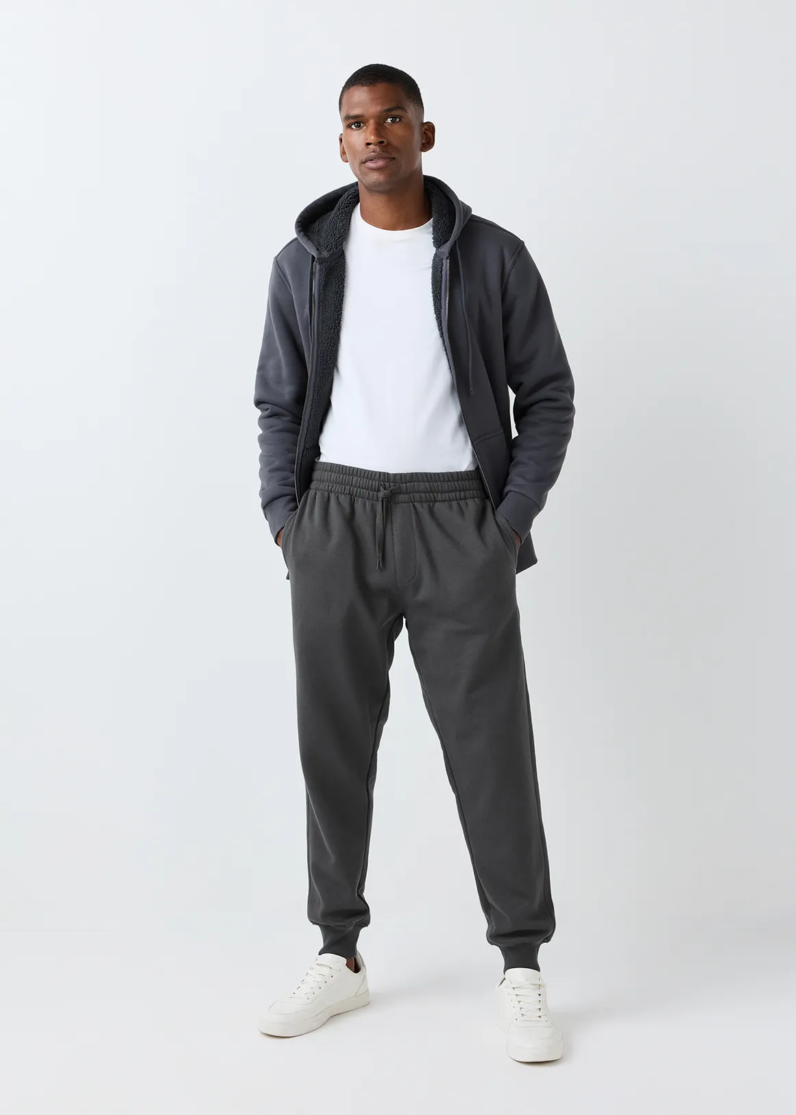 Plain Fleece Joggers - CHARCOAL