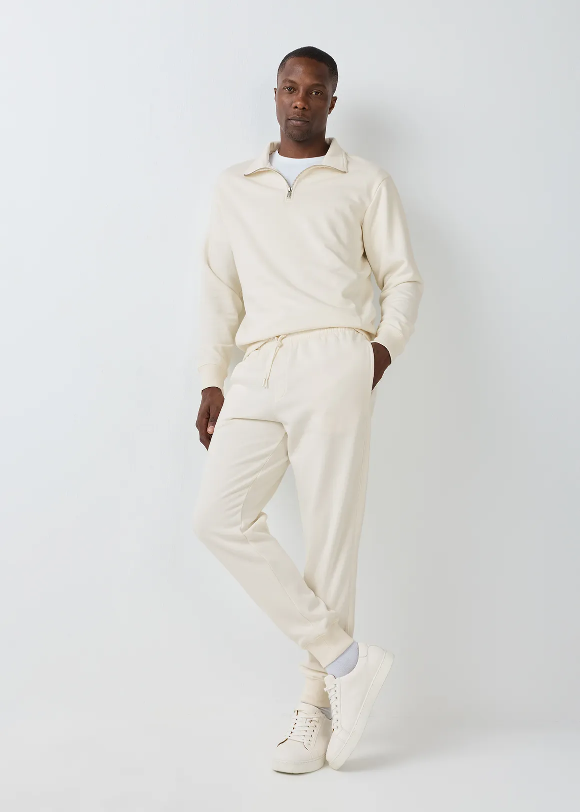 Plain Fleece Joggers - ECRU