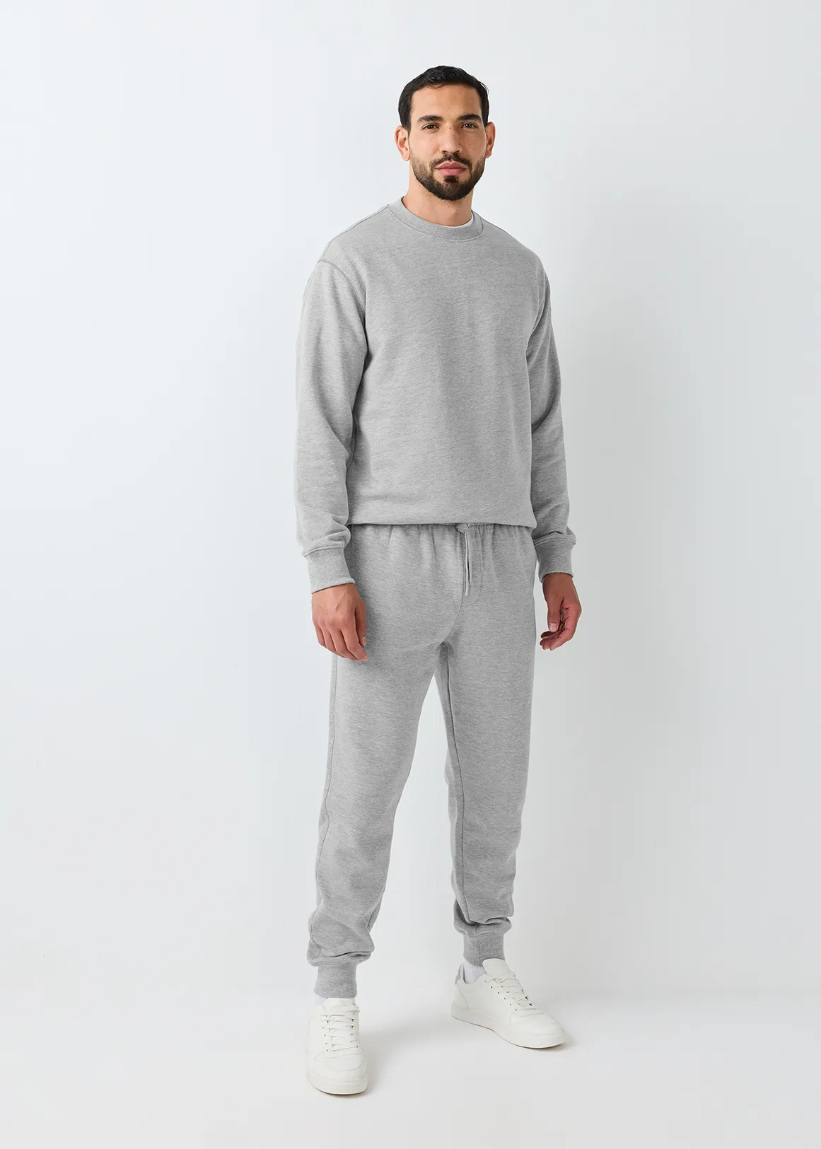 Plain Fleece Joggers - GREY MELANGE