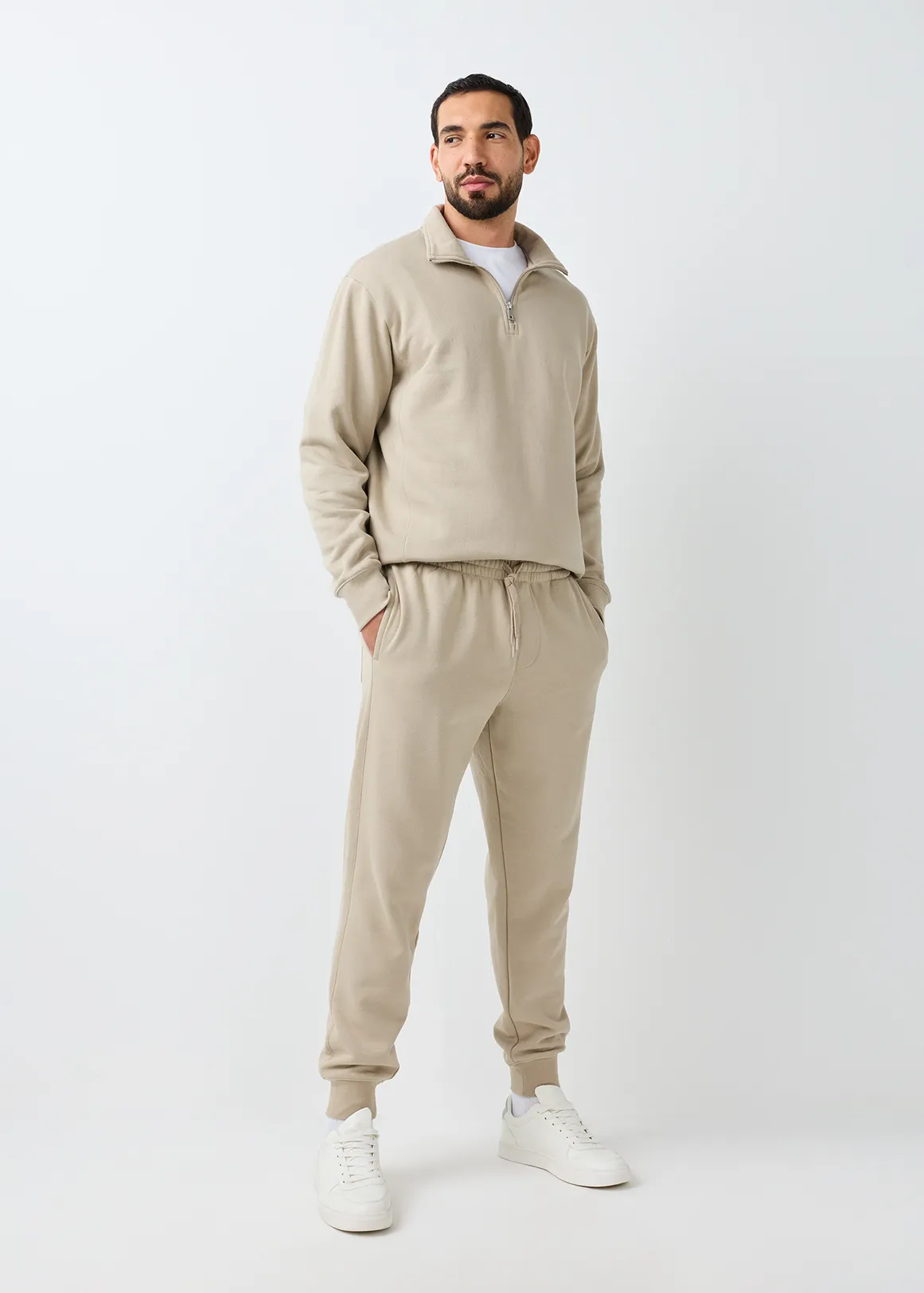 Plain Fleece Joggers - STONE