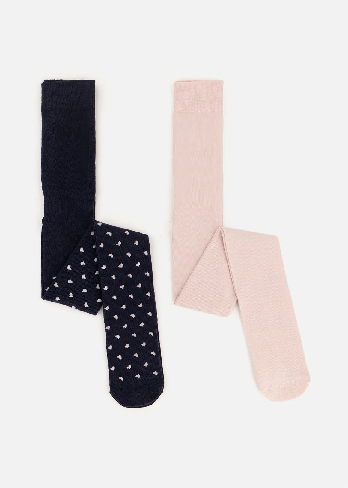 Plain & Hearts Cotton Rich Tights 2 Pack - X NAVY
