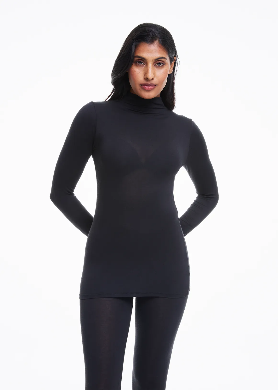 Plain Long Sleeve Turtleneck - BLACK