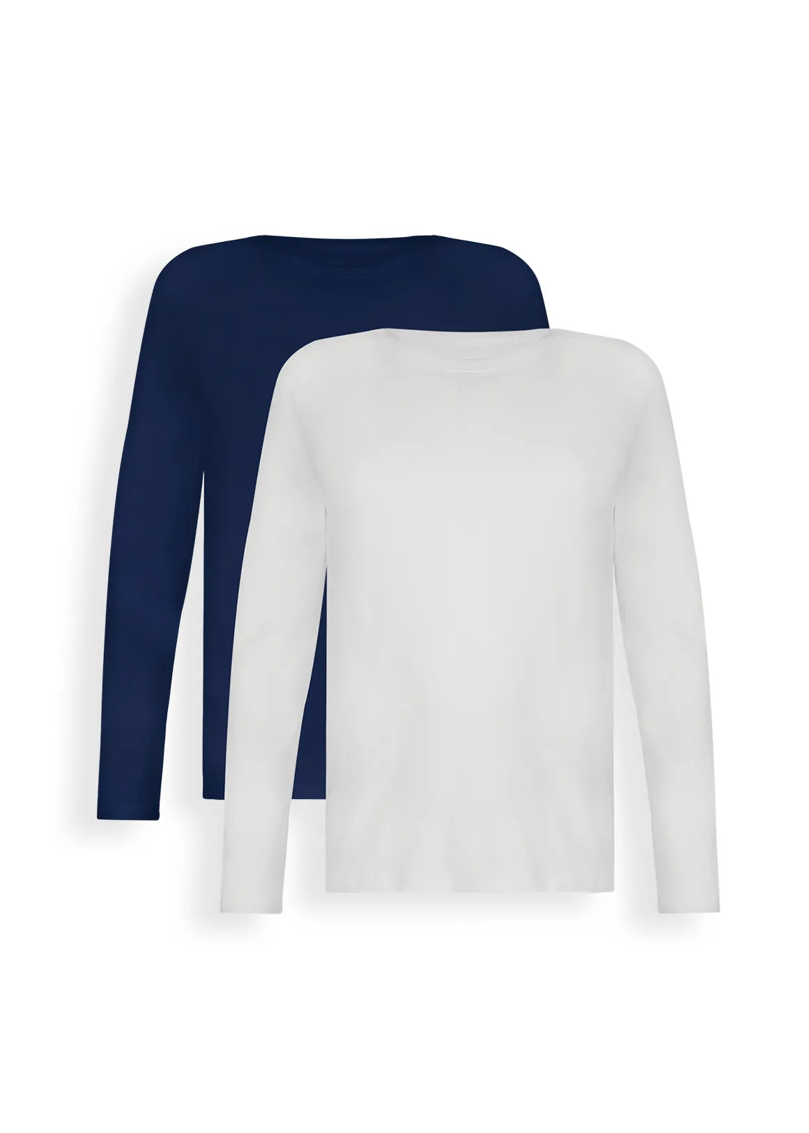 Plain Long  Sleeved Cotton Vests 2 Pack - X NAVY