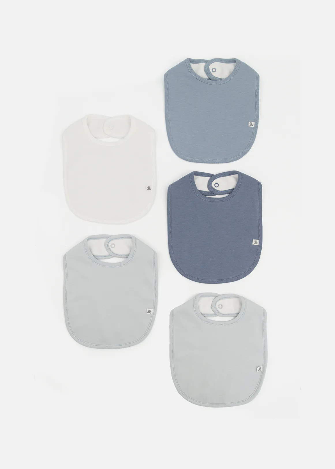 Plain Organic Cotton Bibs 5 Pack - X BLUE