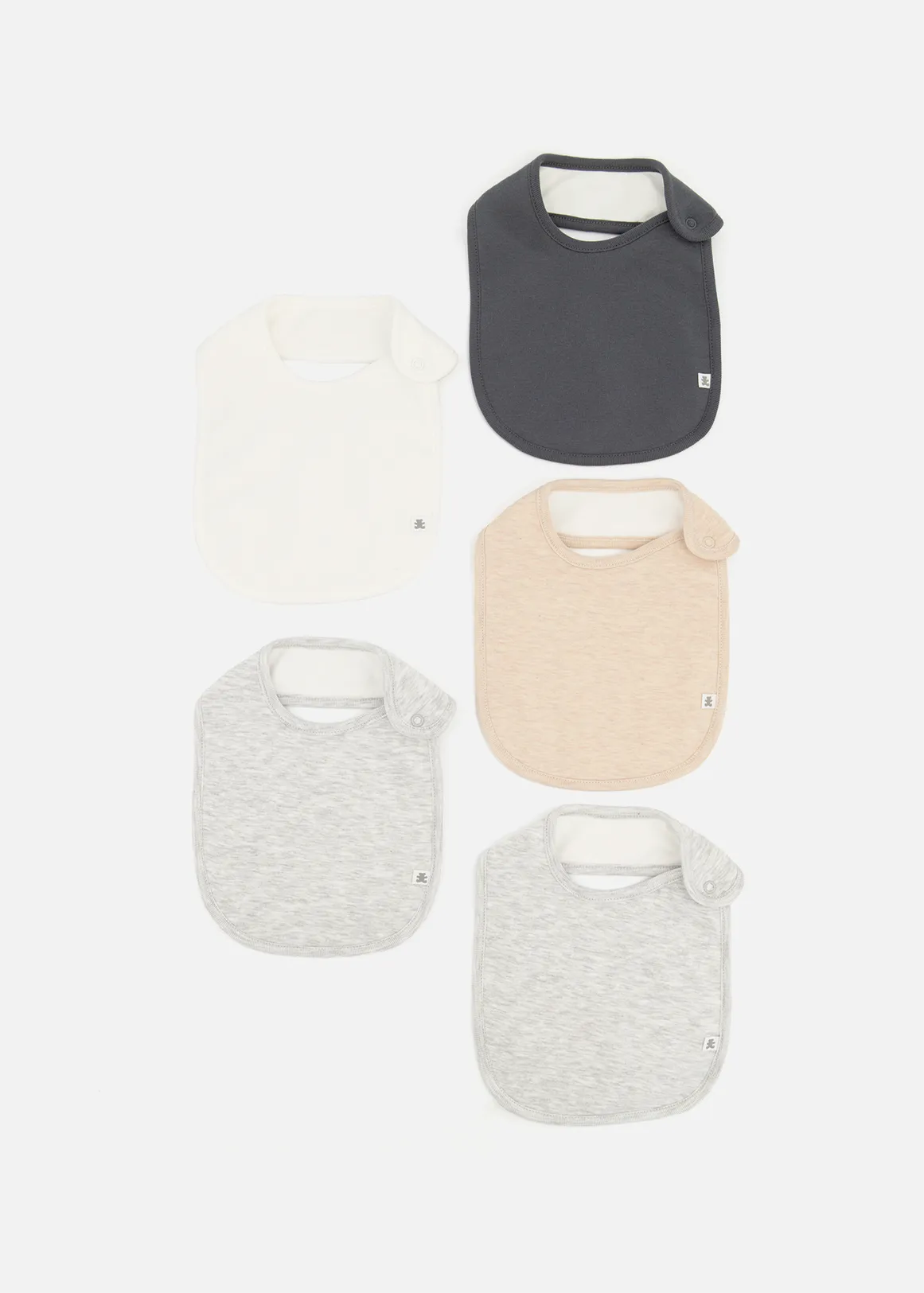 Plain Organic Cotton Bibs 5 Pack - X GREY MELANGE