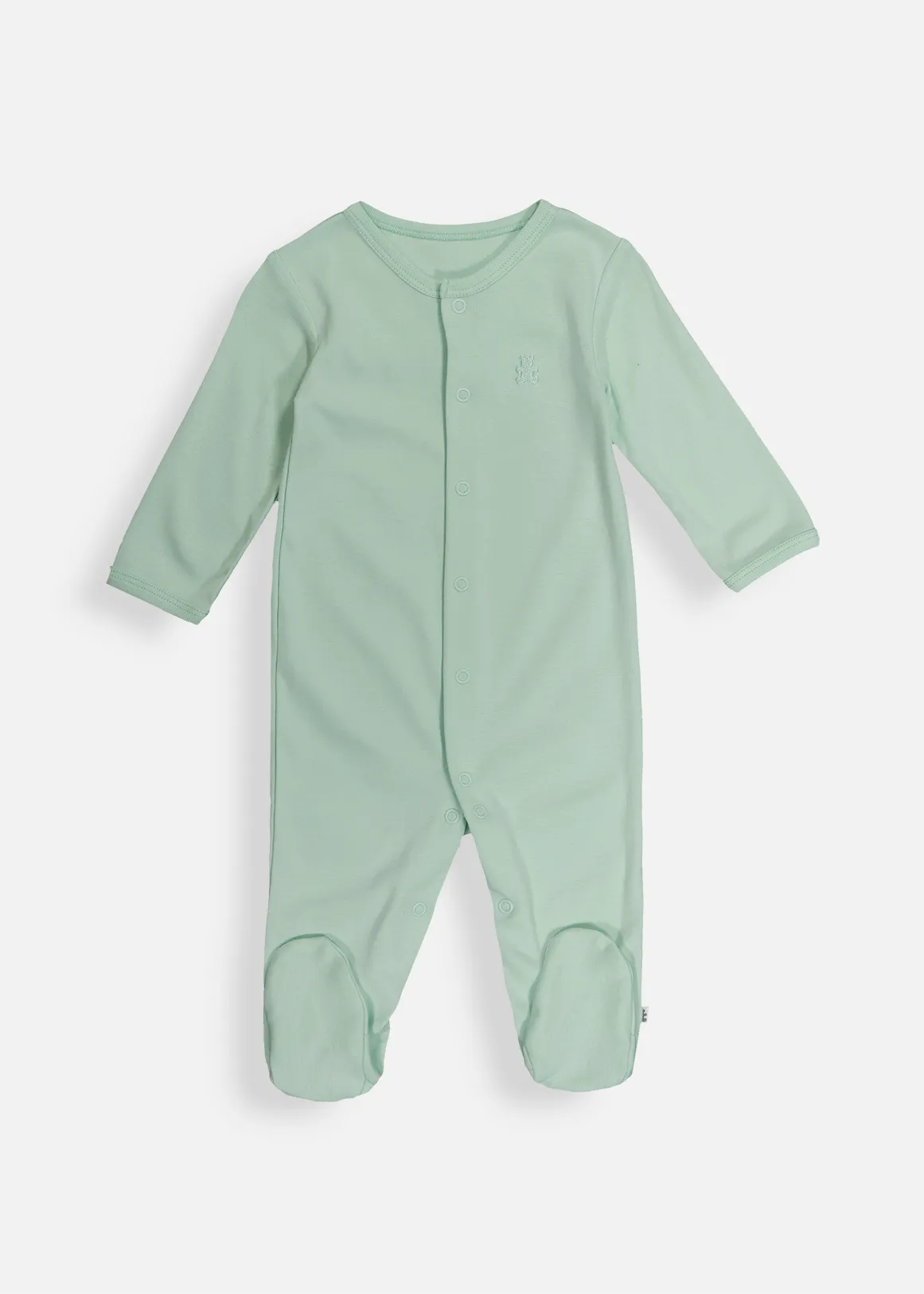 Plain Organic Cotton Sleepsuit - LIGHT AQUA