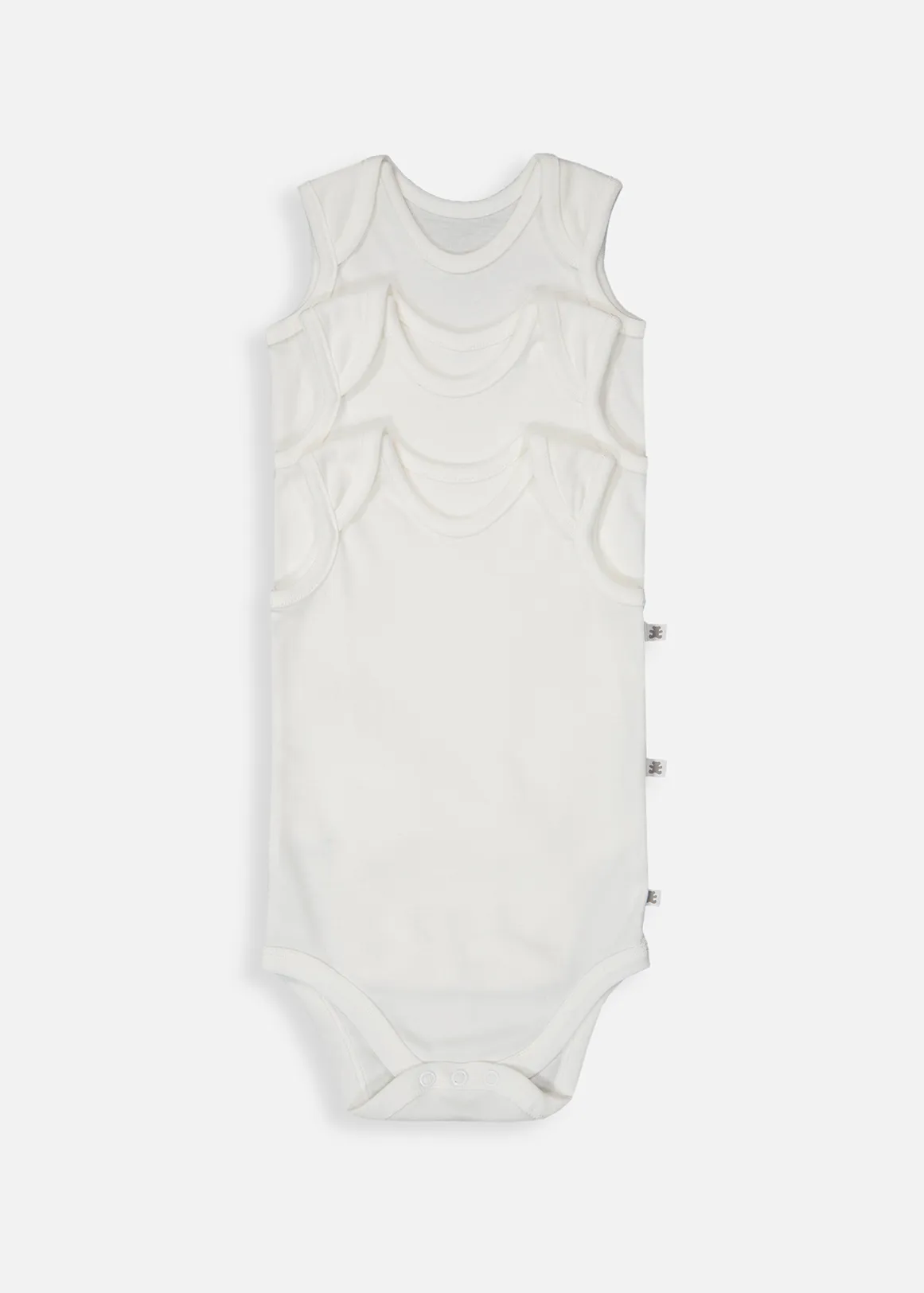 Plain Organic Cotton Sleeveless Bodyvests 3 Pack - WHITE