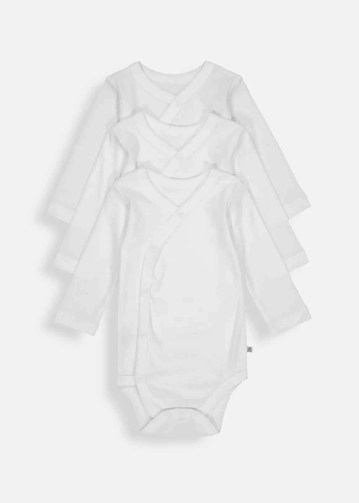 Plain Organic Cotton Wrap Bodyvests 3 Pack - WHITE