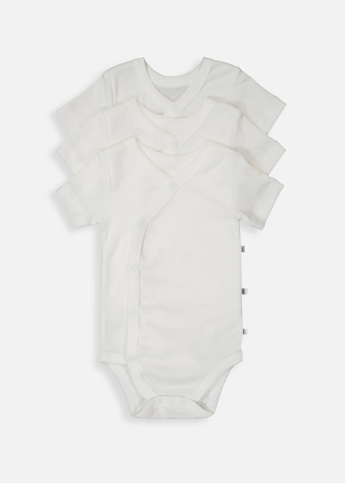 Plain Organic Cotton Wrap Bodyvests 3 Pack - WHITE