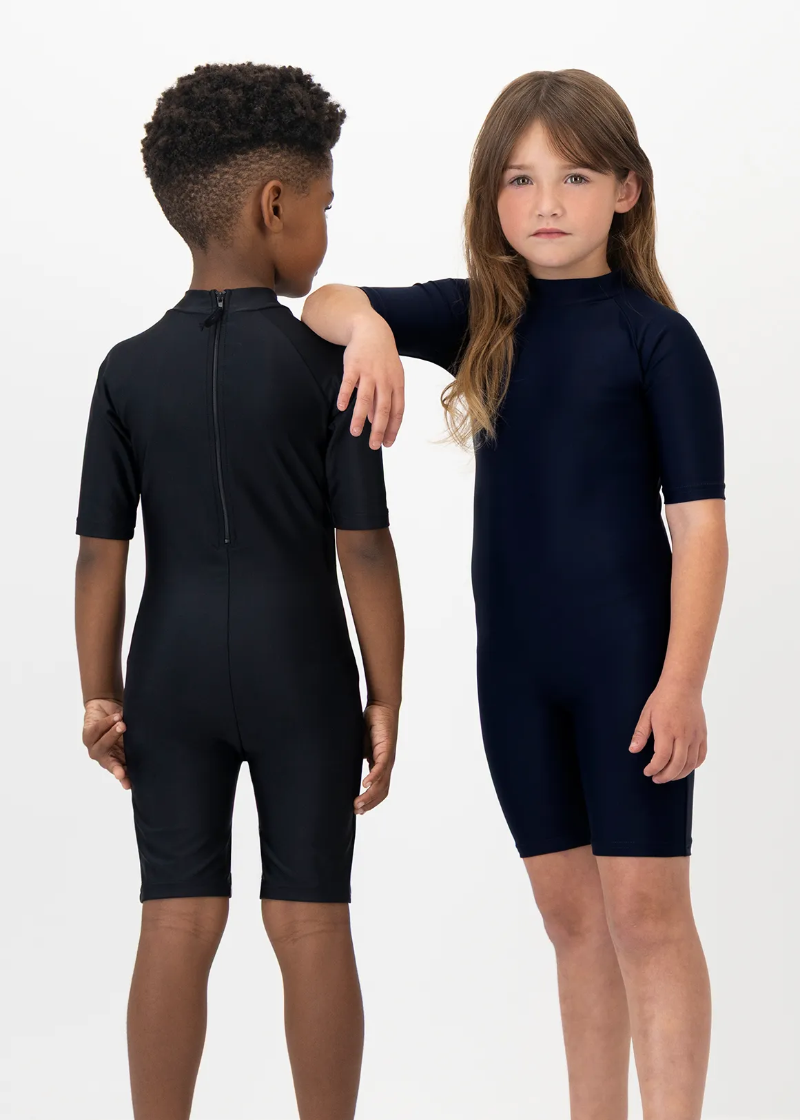 Plain School UV Swimsuit - NAVY