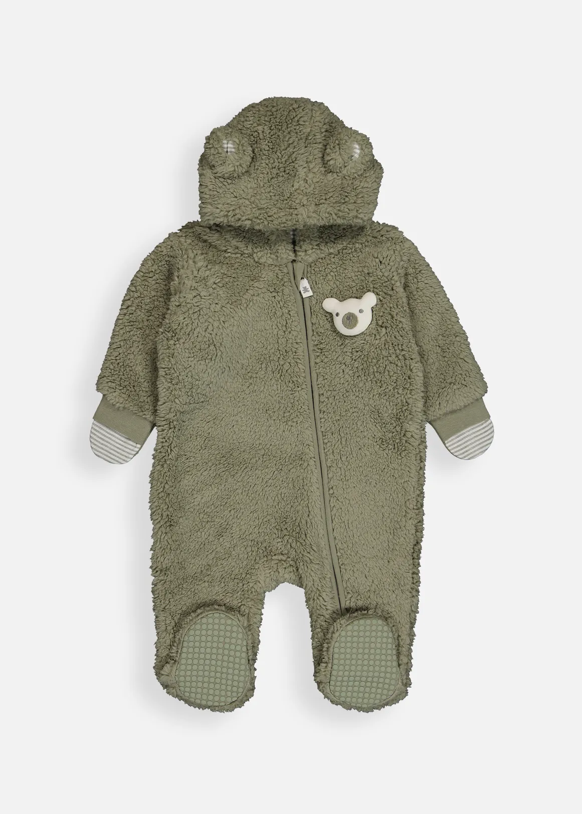 Plain Sherpa Jumpsuit - KHAKI