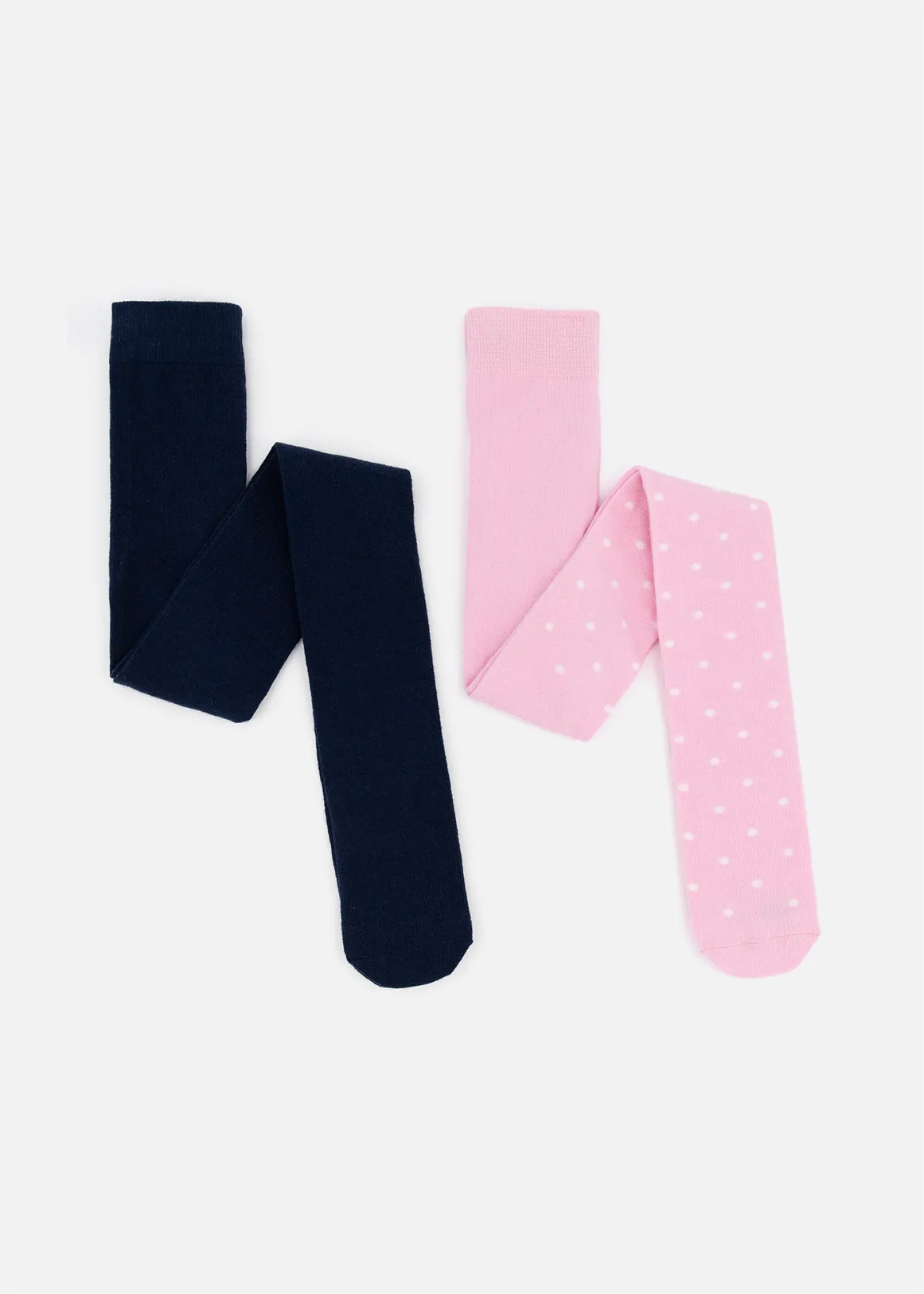 Plain & Spot Print Tights 2 Pack - X PINK