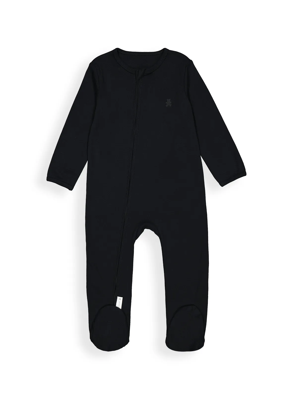 Plain Zip Cotton Sleepsuit - BLACK
