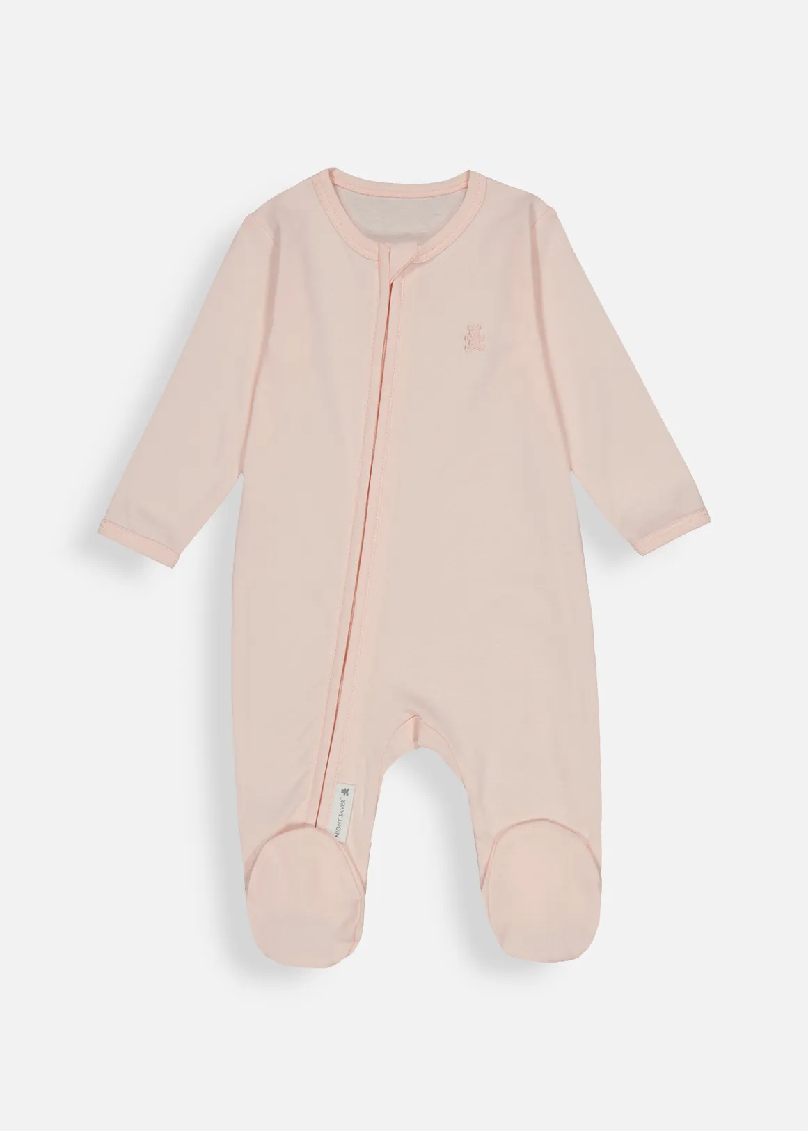 Plain Zip Cotton Sleepsuit - LIGHT PINK
