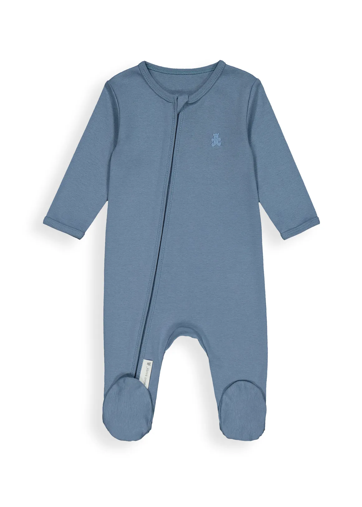 Plain Zip Cotton Sleepsuit - MEDIUM BLUE