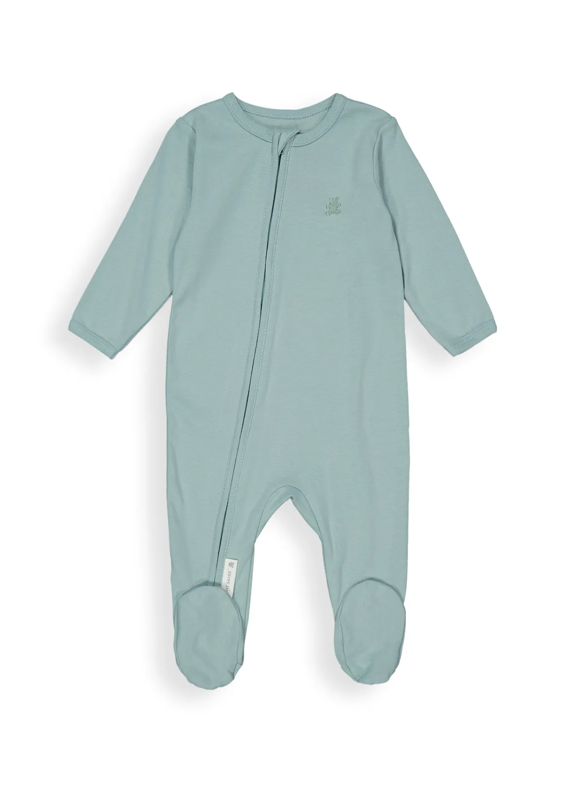 Plain Zip Cotton Sleepsuit - MEDIUM GREEN