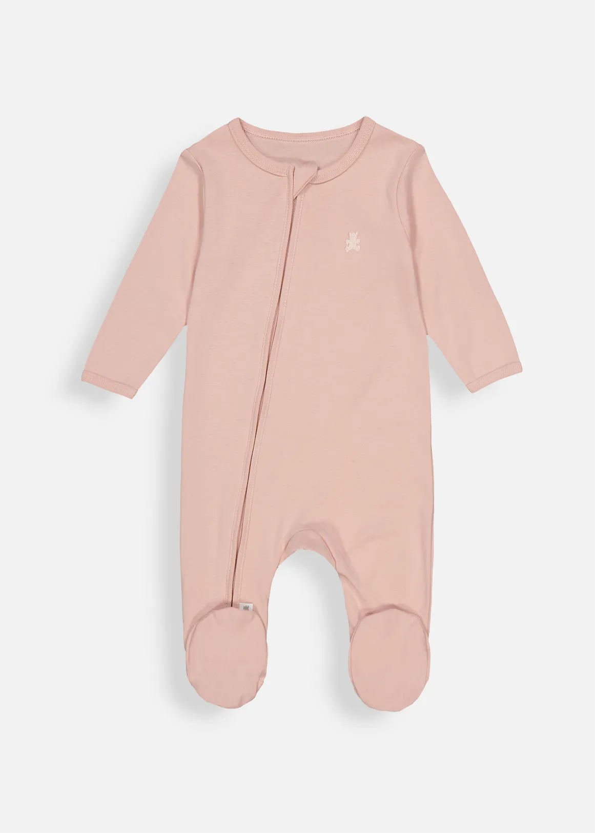 Plain Zip Cotton Sleepsuit - MEDIUM PINK