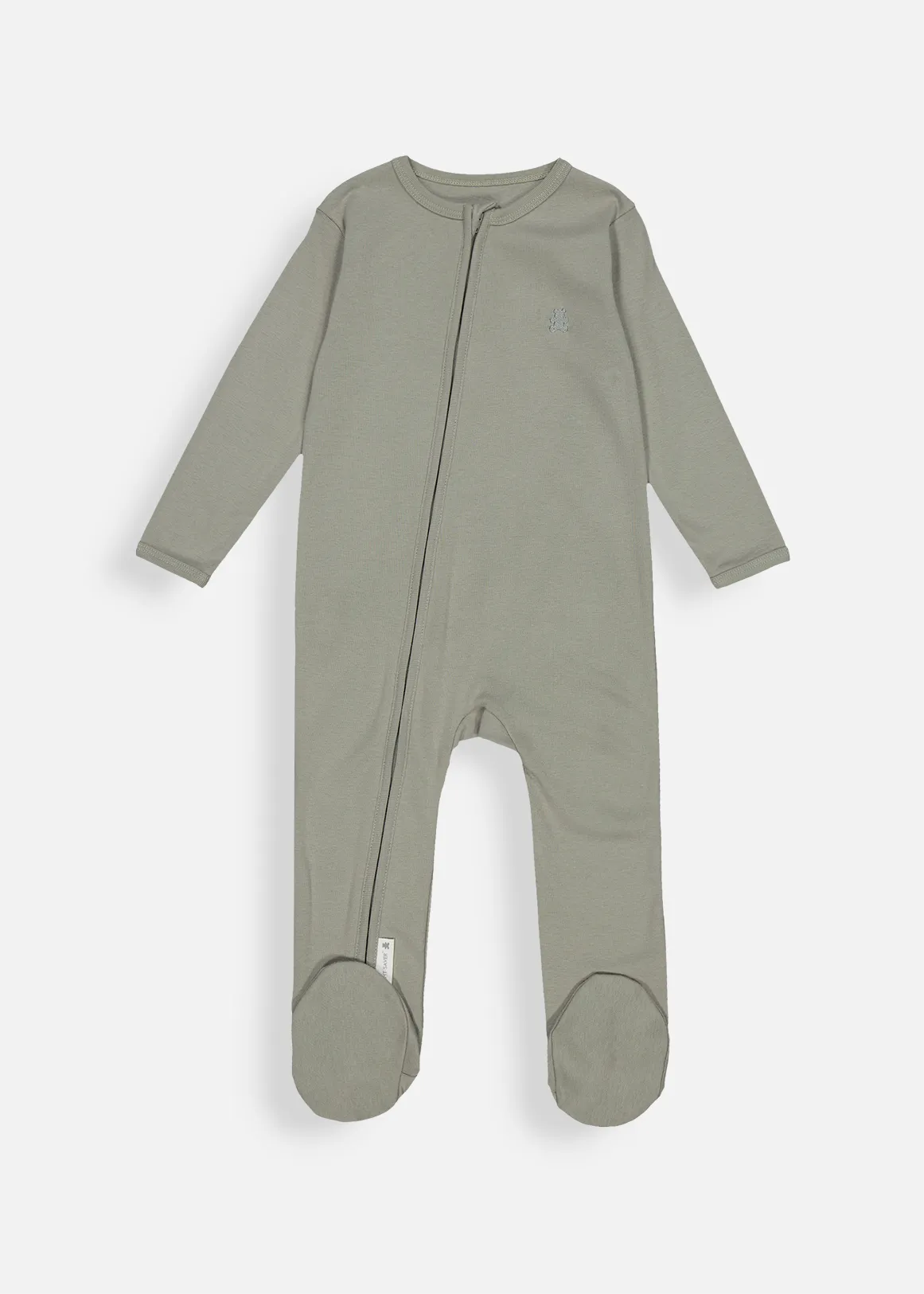 Plain Zip Cotton Sleepsuit - OLIVE