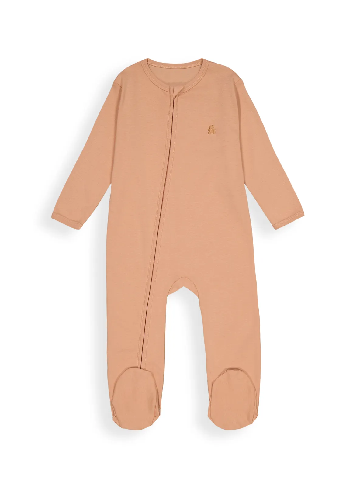 Plain Zip Cotton Sleepsuit - RUST