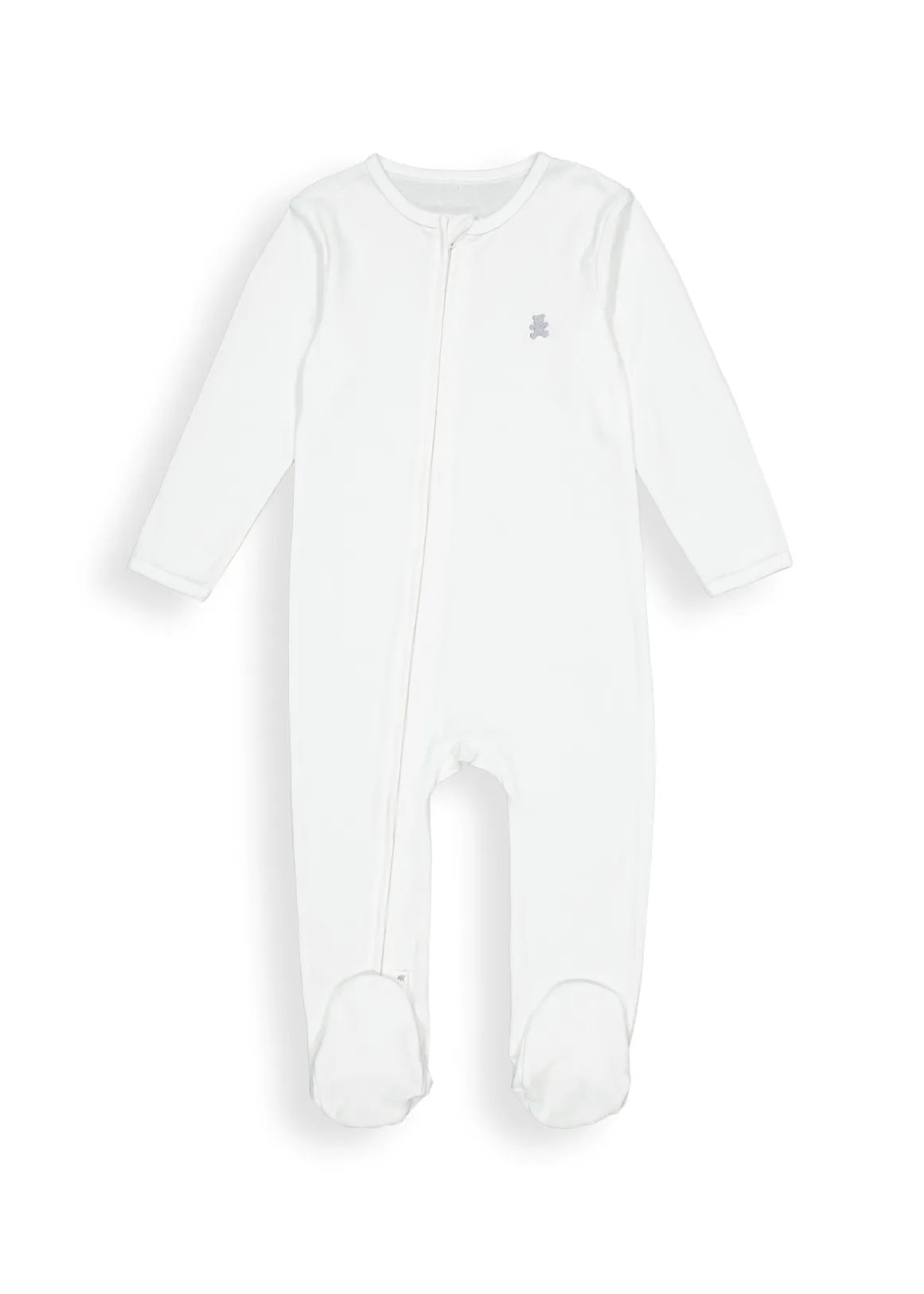 Plain Zip Cotton Sleepsuit - WHITE