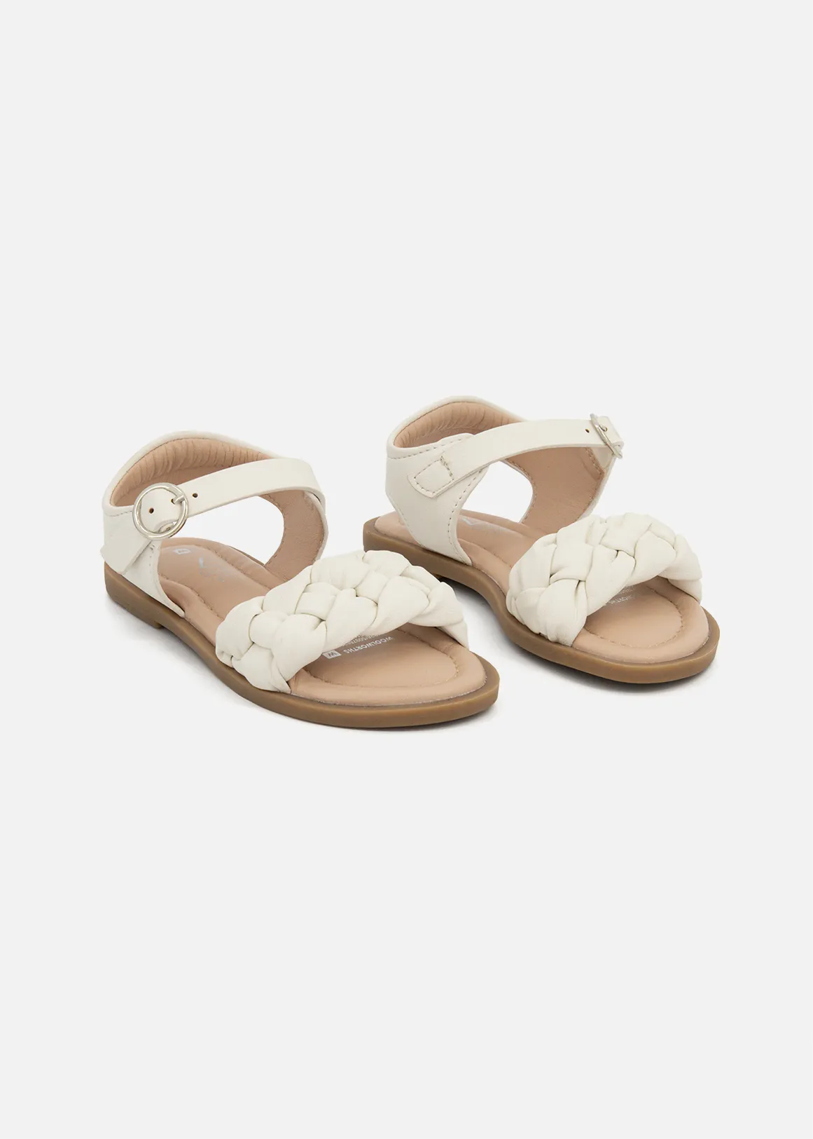 Plaited Band  Slingback Ankle Strap Sandals (Size 5 - 13) Younger Girl - WHITE