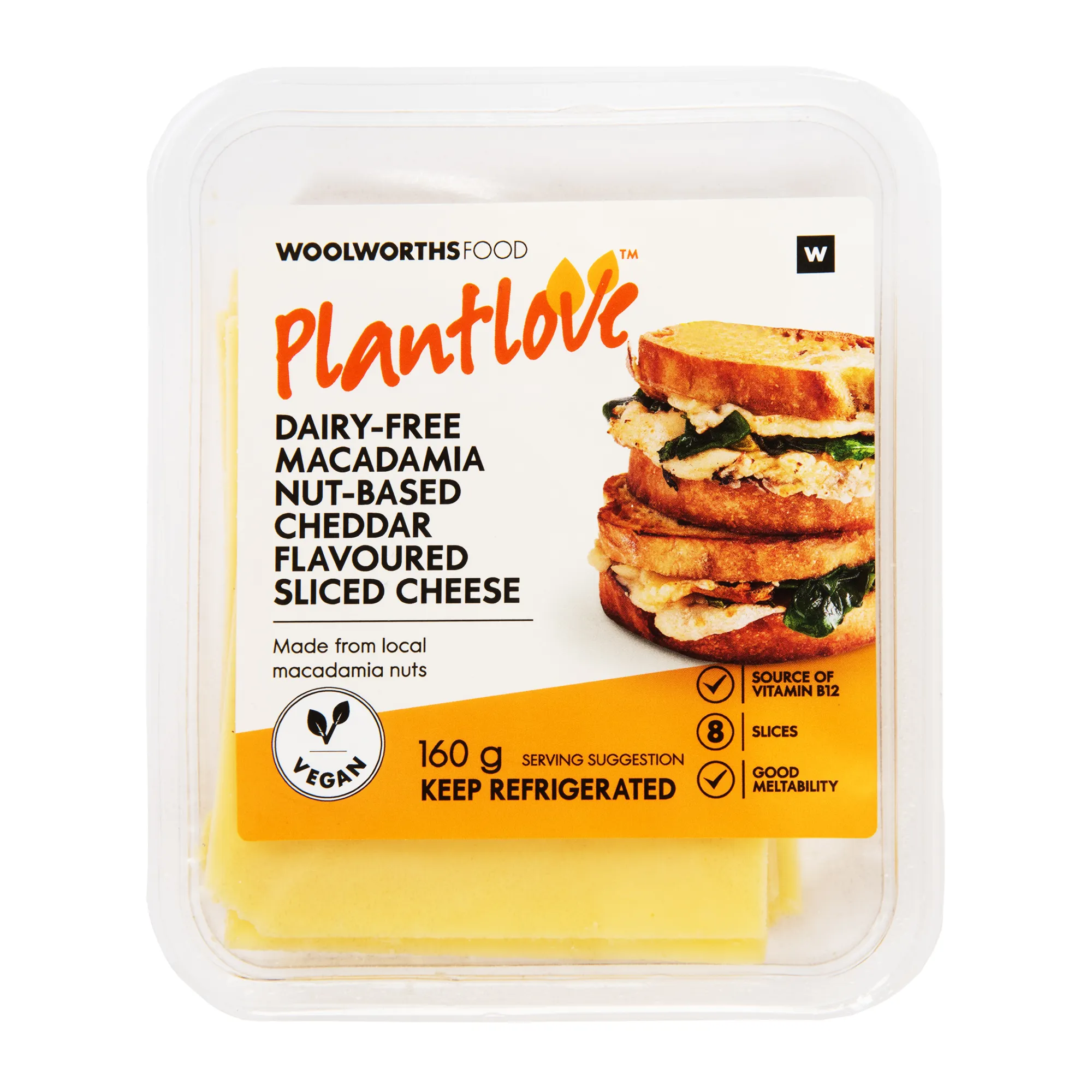 PlantLove™ Dairy Free Macadamia Nut Based Cheddar Flavoured Sliced Cheese 160 g