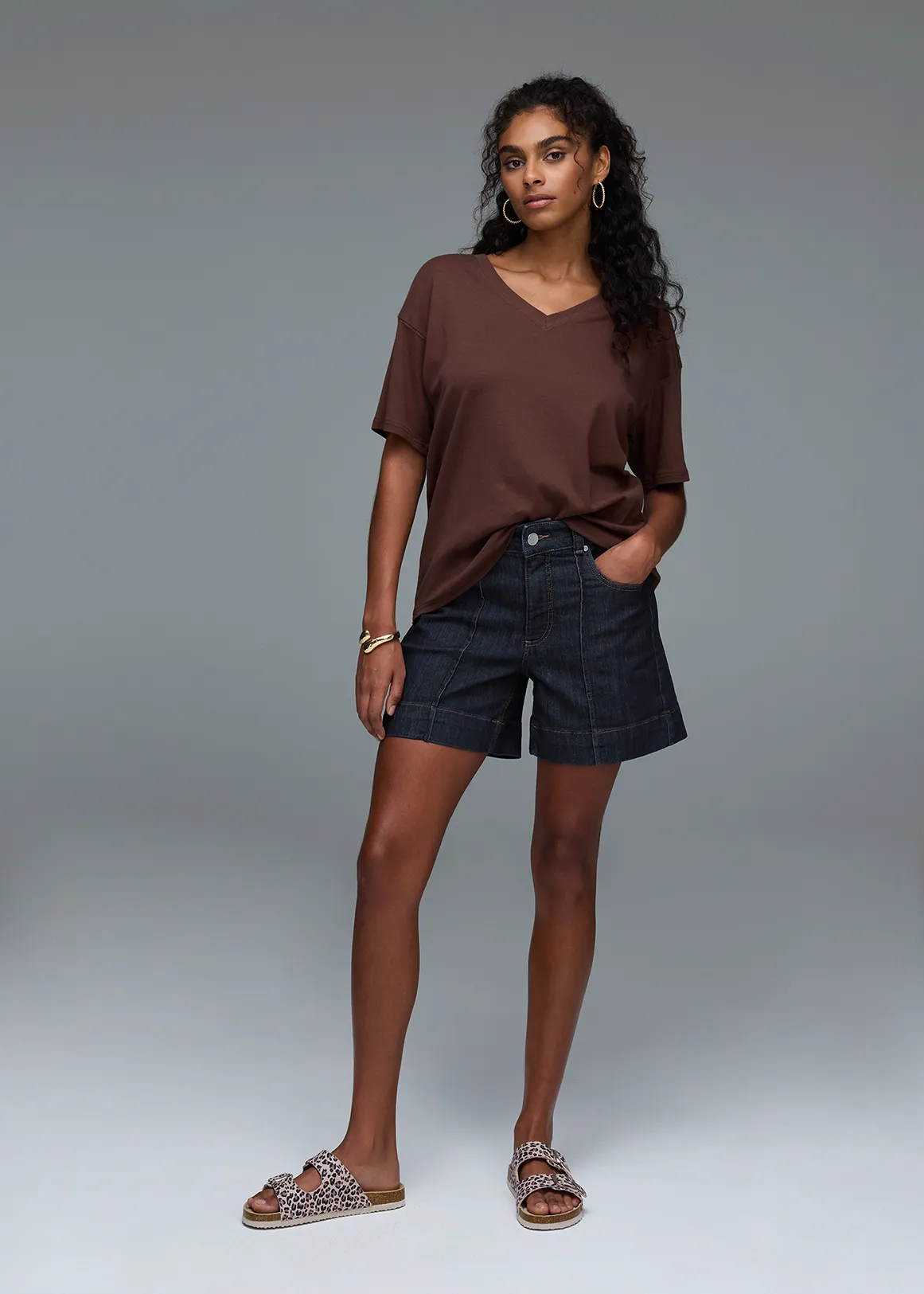 Pleat Detail High Rise Denim Shorts - INDIGO