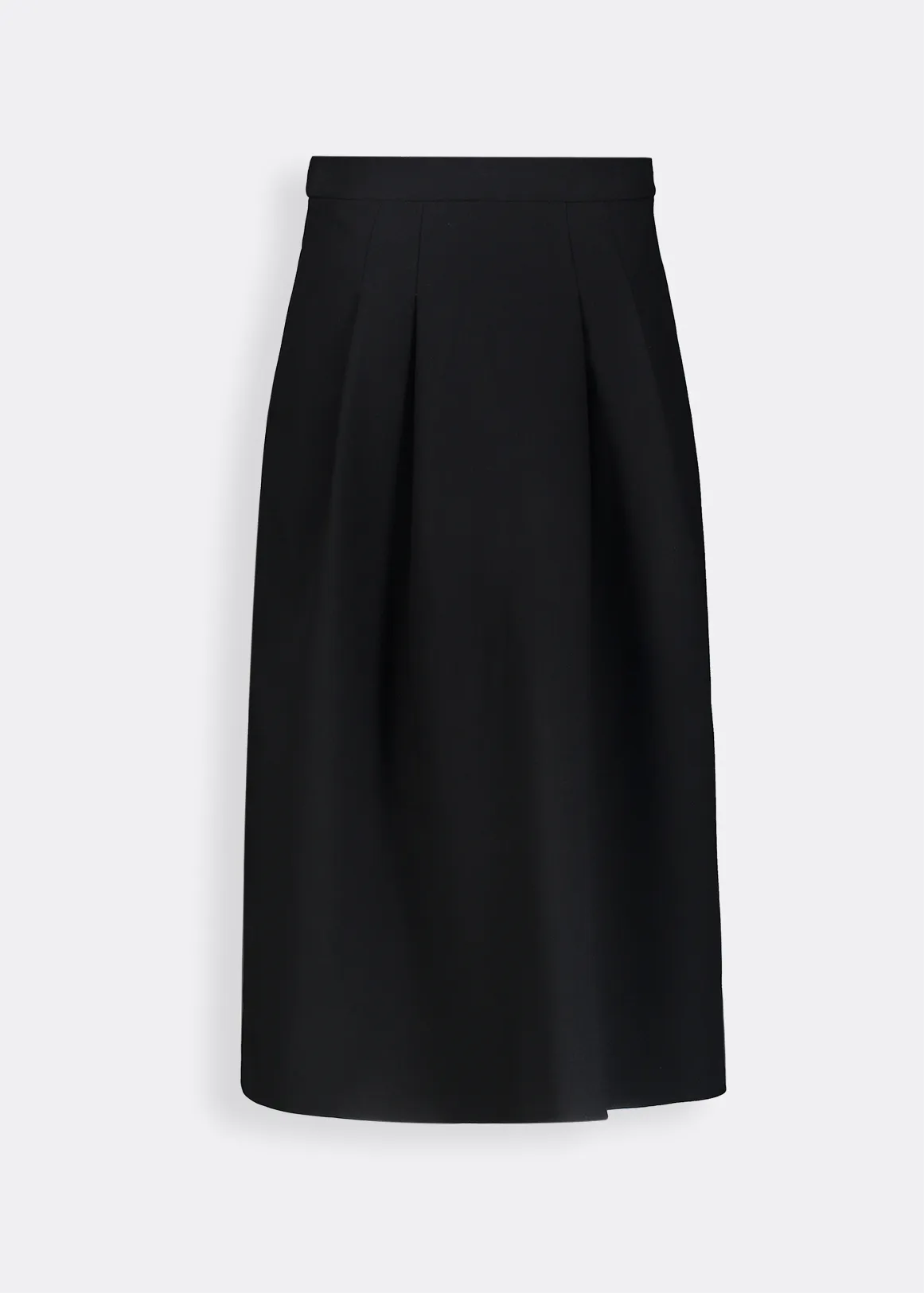 Pleated A-line Midi Skirt - BLACK