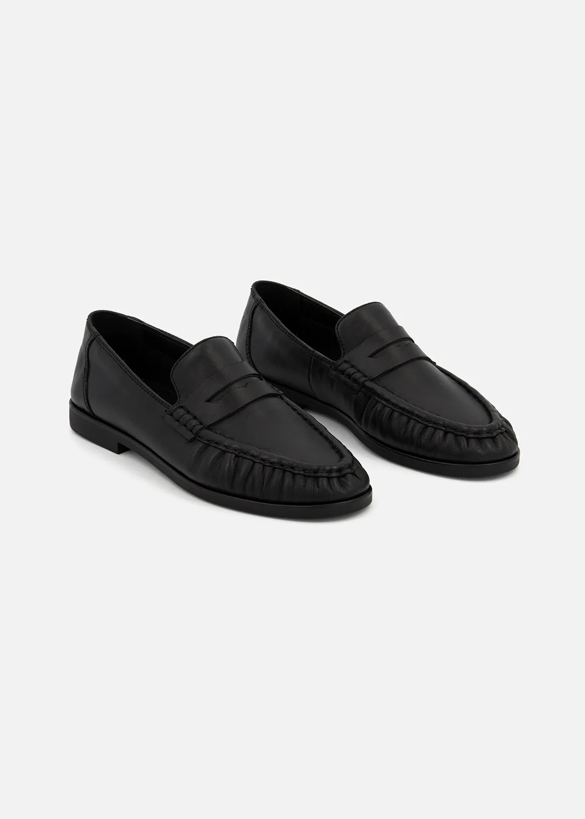 Pleated Leather Loafers - Premium - BLACK