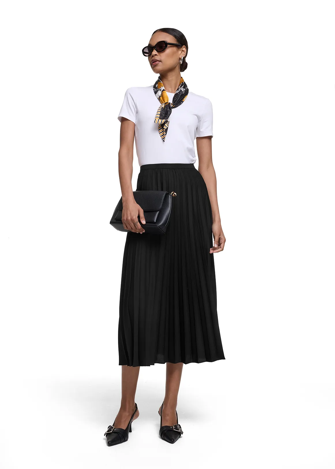 Pleated Maxi Skirt - BLACK