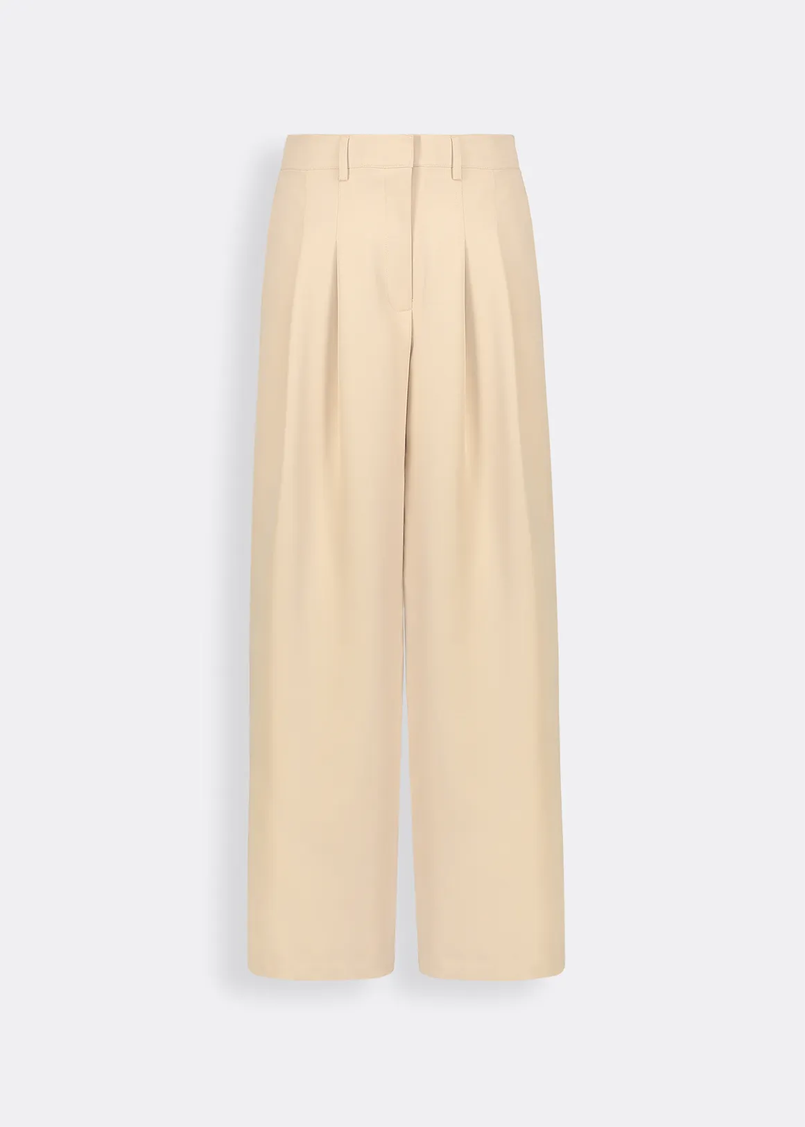 Pleated Relaxed Fit Wide Leg Pants - STONE