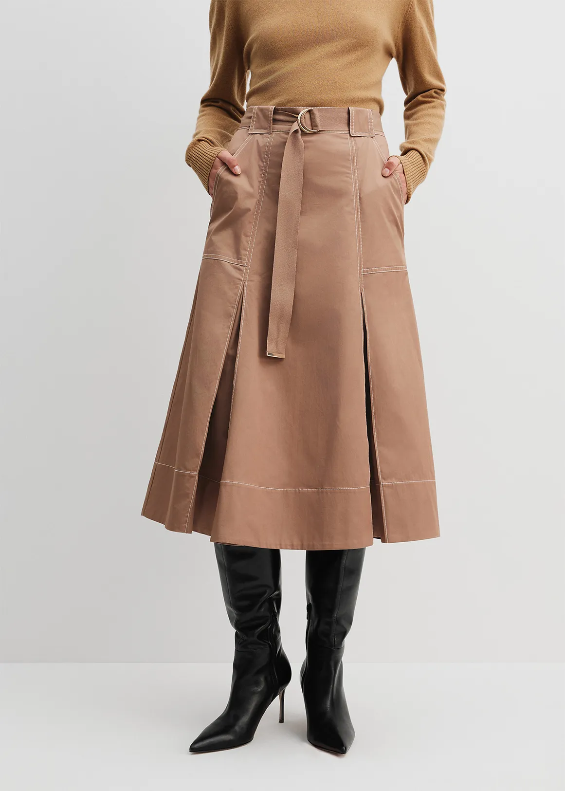 Pocket Detail Skirt - CINNAMON