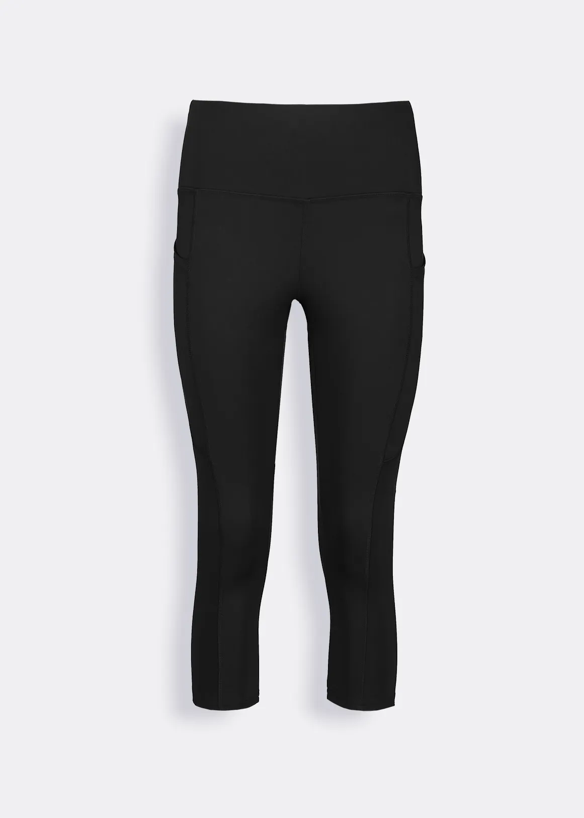 Pocketed High Rise Cropped Leggings - BLACK
