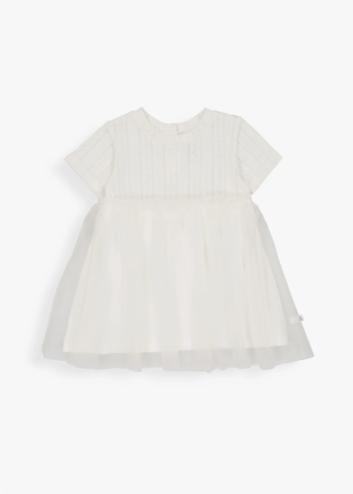 Pointelle Tulle Dress - CREAM