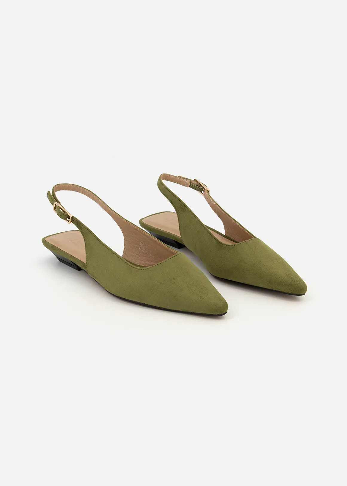 Pointy Slingback Faux Suede Pumps - GREEN
