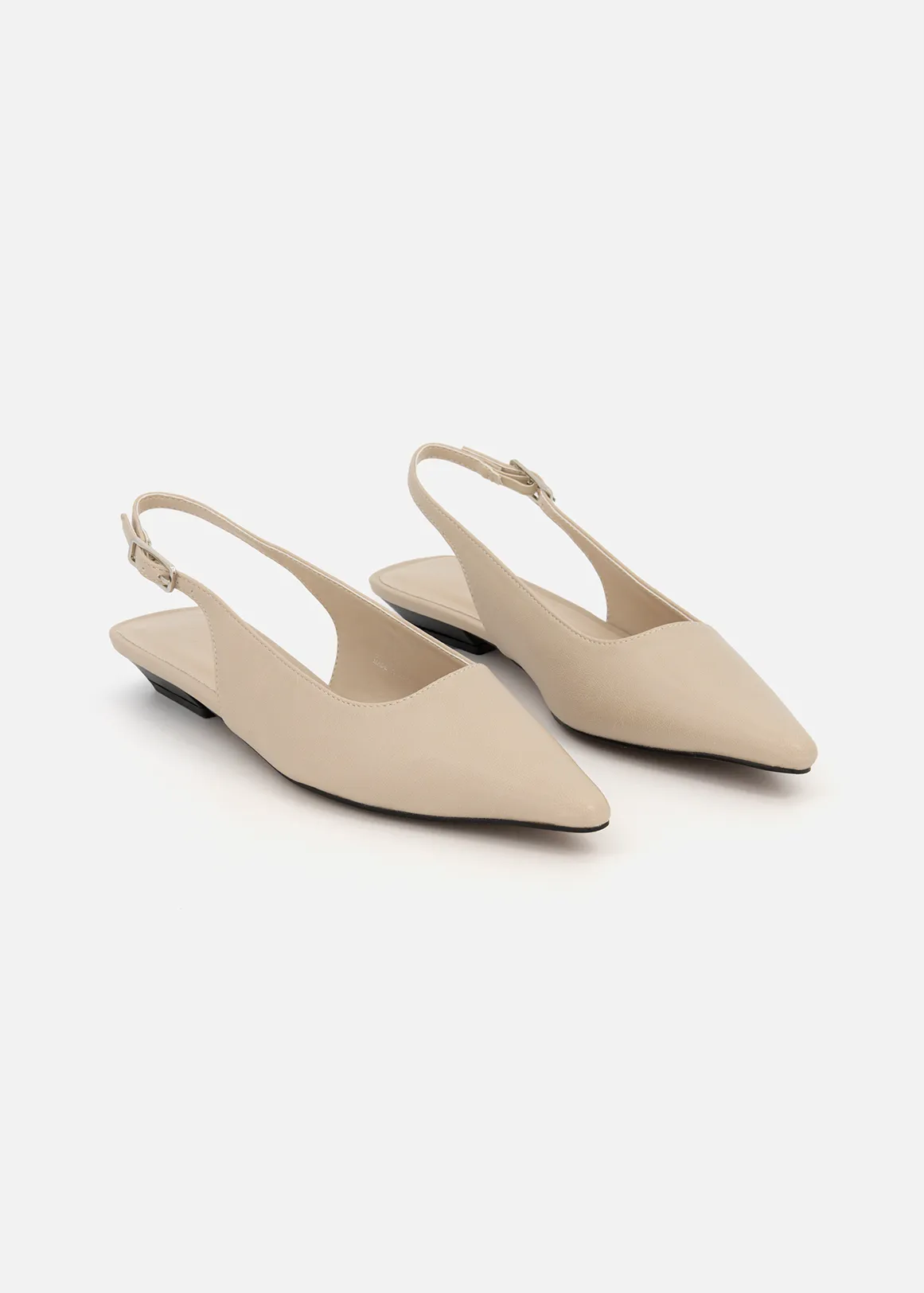 Pointy Slingback Faux Suede Pumps - NATURAL