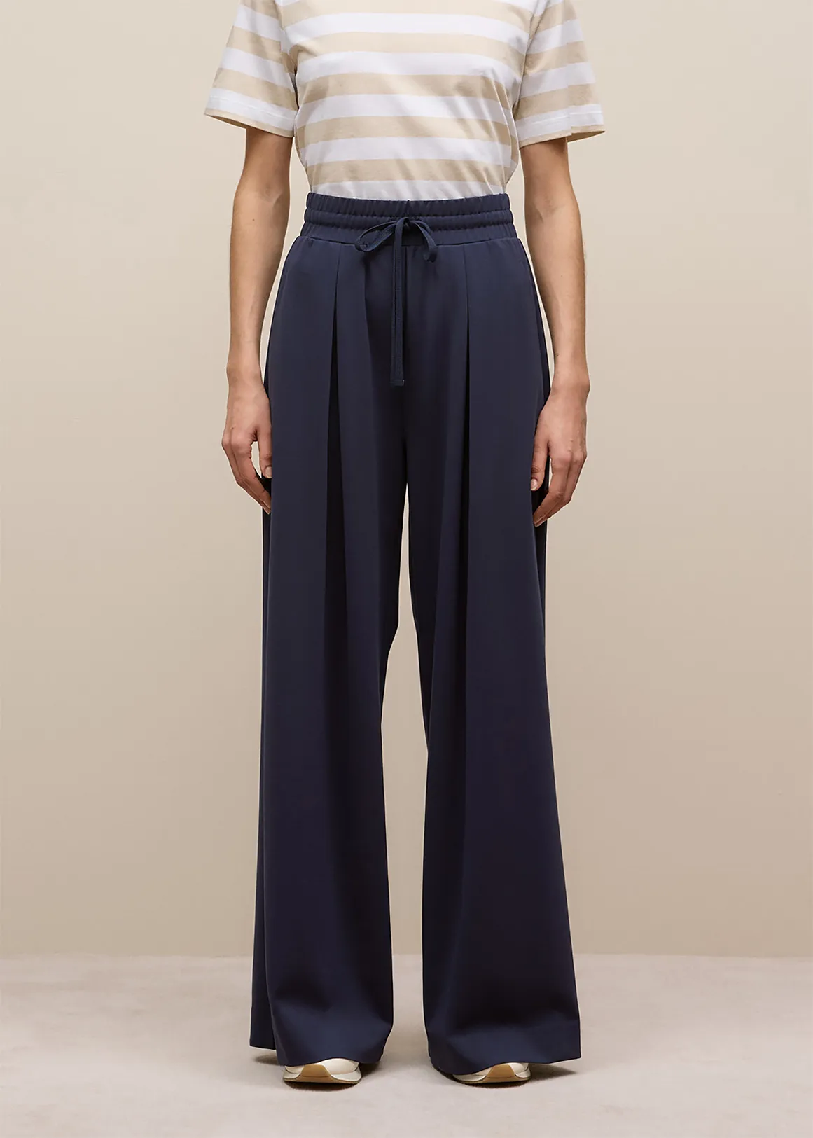 Ponte Drawcord Wide Leg Pant - Night Sky