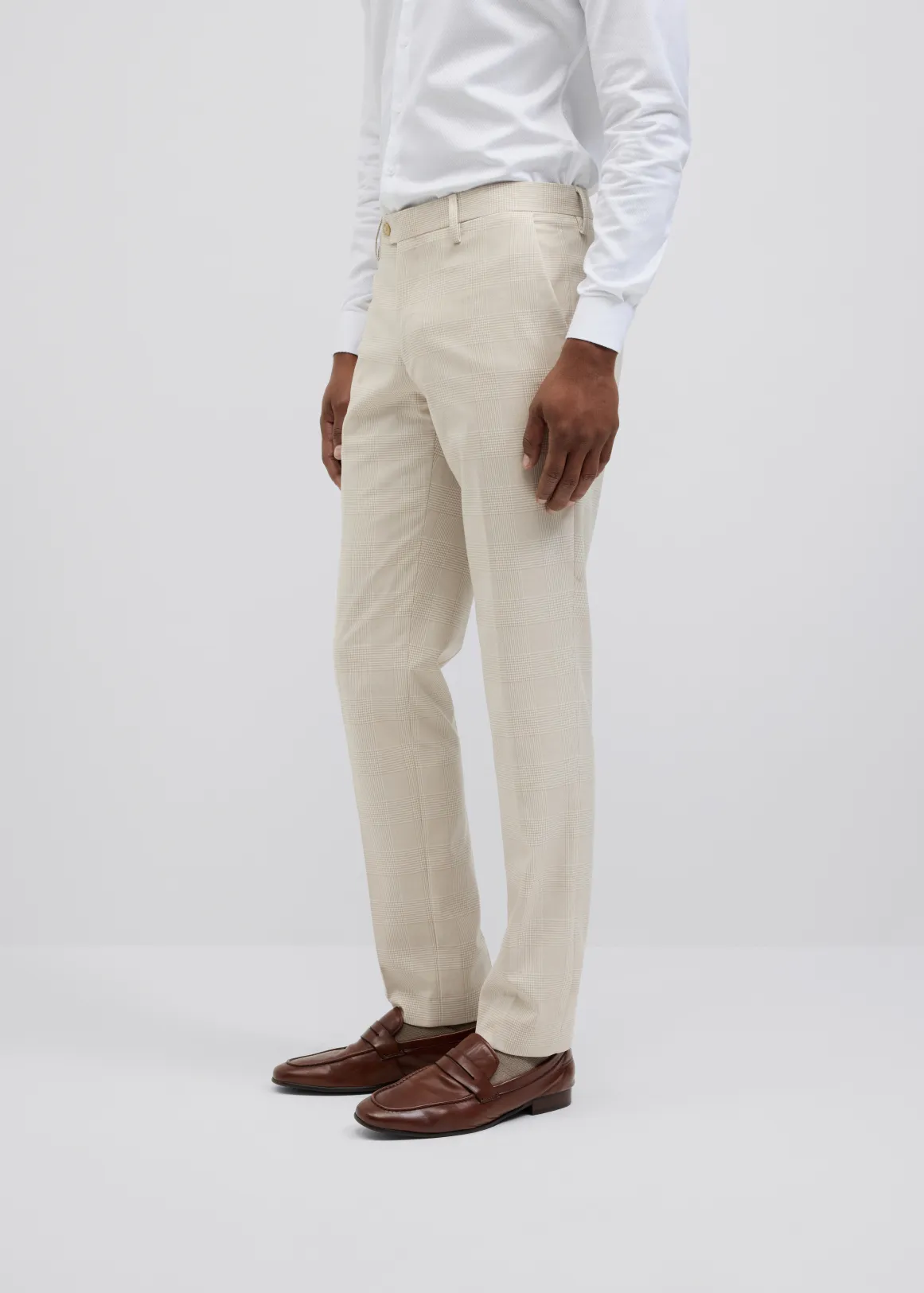Prince of Wales Check Tailored Suit Pant - NATURAL CHECK