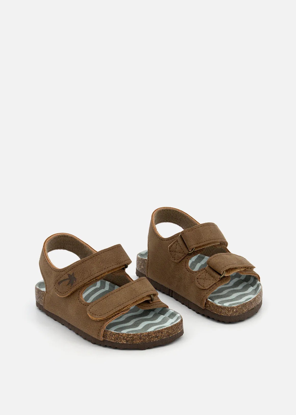 Print Double Strap Cork Sandals (Size 5-13) Younger Boy - TAN